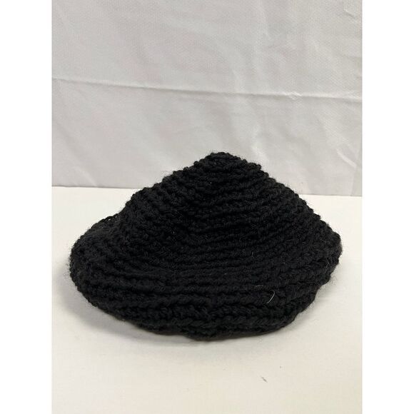 Handmade Unisex Crochet Wool Beret Hat Cap Black One Size - Picture 2 of 4